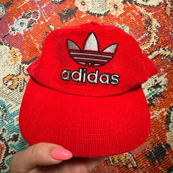 Vintage 80s Adidas Red Corduroy Hat - Picture 2 of 5